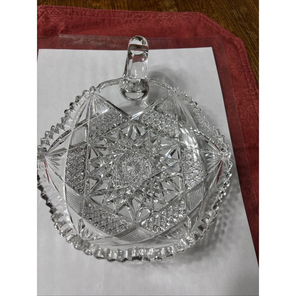 ABP Finely Cut Glass Nappy Hobstar Saw Tooth Rim American Brilliant Period
